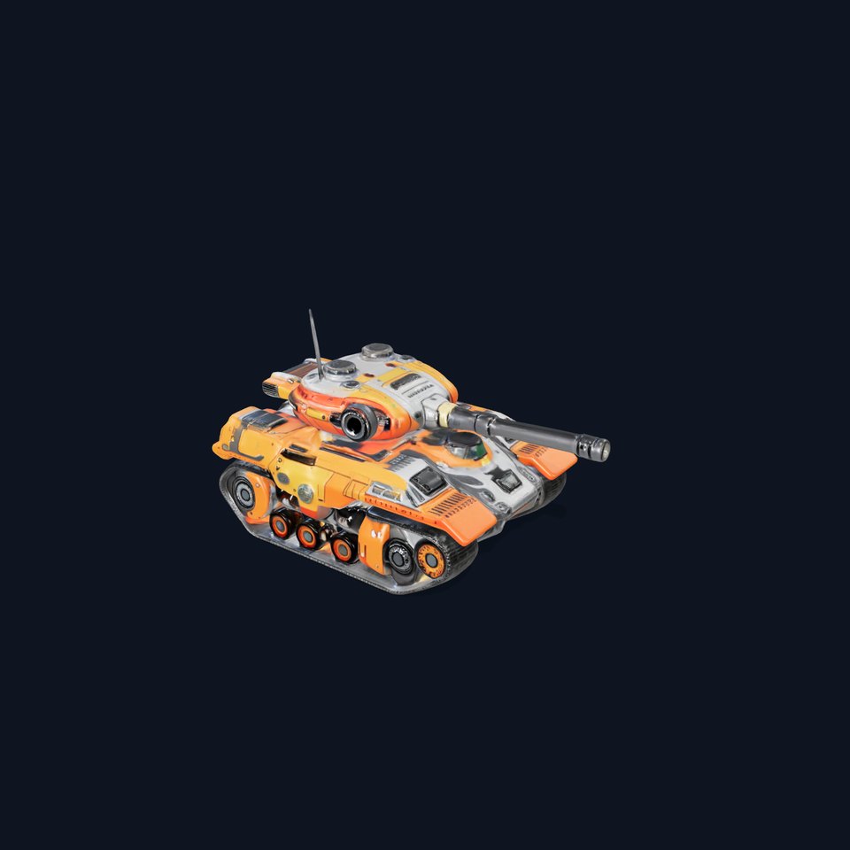 Futuristic Orange Battle Tank D Model Pack